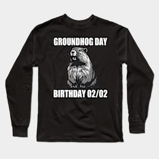 Retro Happy Groundhog Day 2024 Vintage Scream Groundhog Cute Long Sleeve T-Shirt